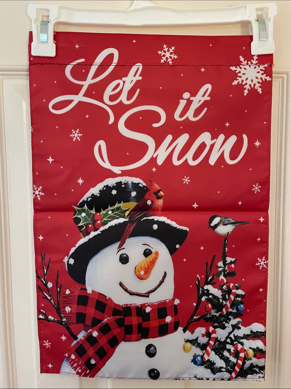 Let It Snow Red Snowman Holiday Flag - Festive Home Holiday Decor New